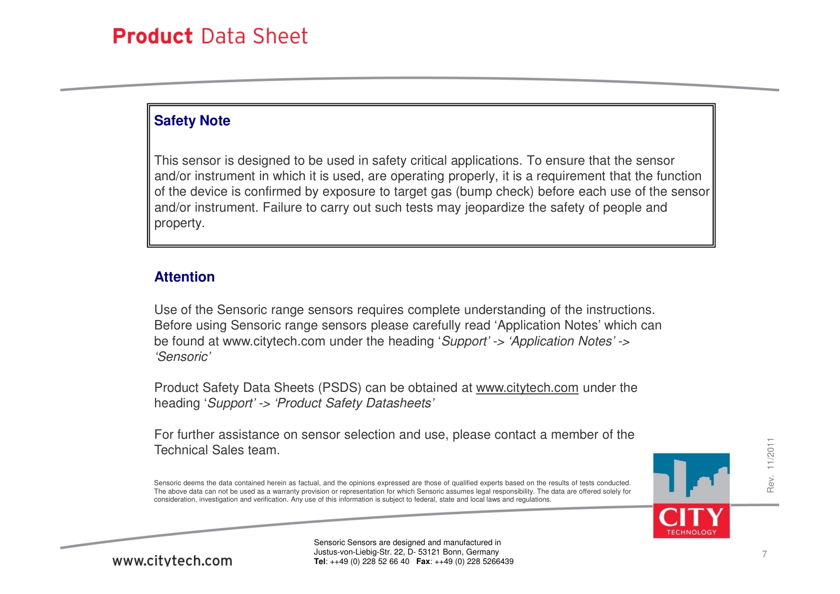 CITY-二氧化氮TechData_NO2_3E_50_rev201111说明书