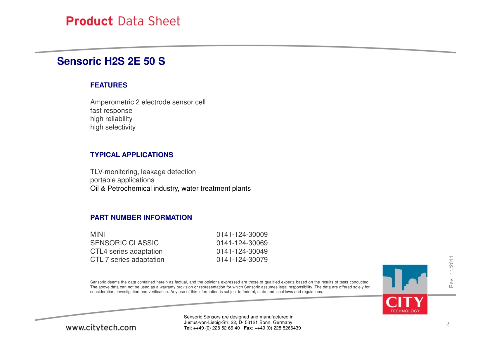 CITY-硫化氢TechData_H2S_2E_50S_rev201111说明书