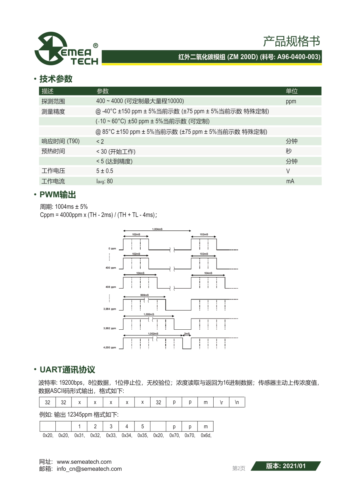 盛密-CO2-ZM-200D传感器模说明书