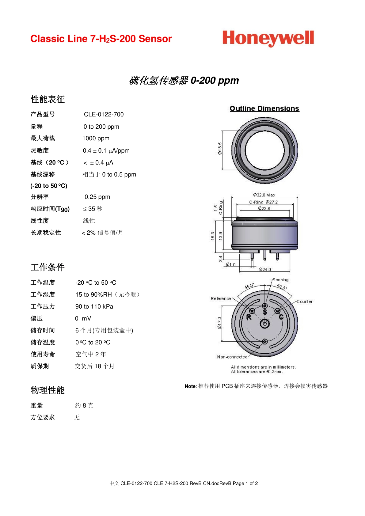 霍尼韦尔-7H2S-200说明书